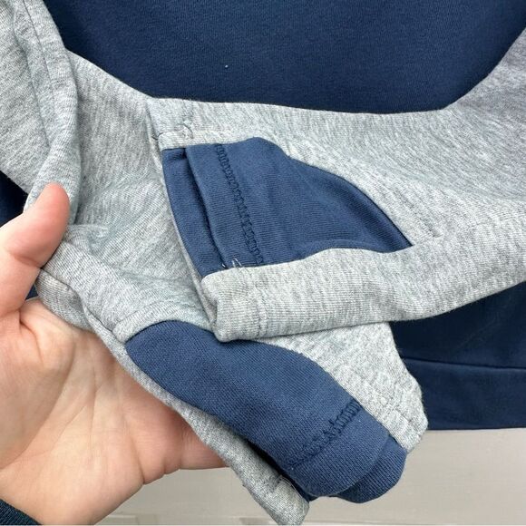 & Ampersand Ave navy grey long sleeve hooded sweatshirt hoodie women's large - Picture 4 of 6